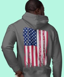 Tattered Vertical USA Flag Hoodie