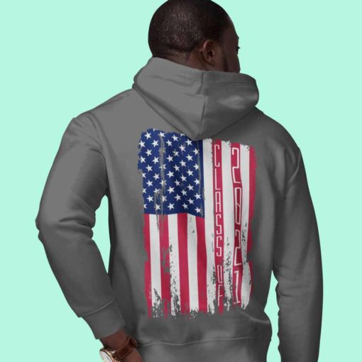 Tattered Vertical USA Flag Hoodie