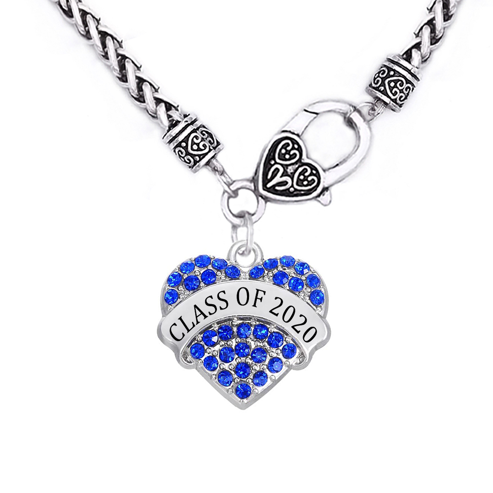 Class of 2019 2020 Crystal Heart Antique Necklace