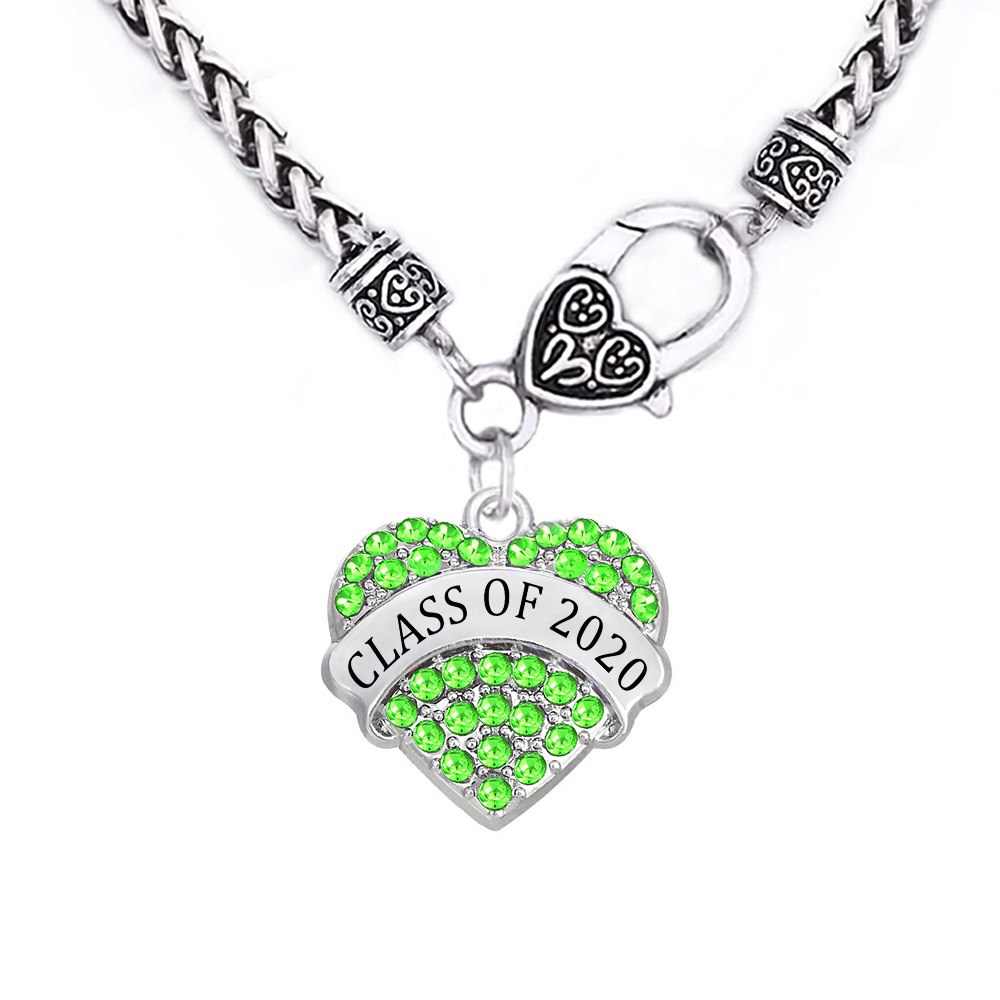 Class of 2019 2020 Crystal Heart Antique Necklace